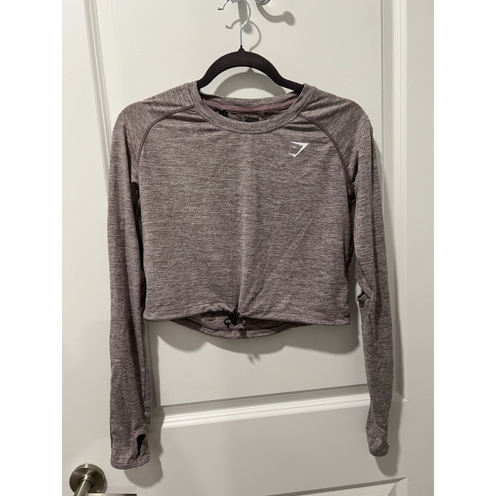 Gymshark Crop Top Long Sleeve Drawstring Thumb & Elbow Holes Women's‎ Size Small